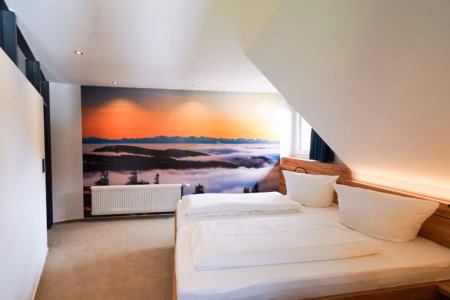 Schlafzimmer mit Doppelbett und Einzelbett